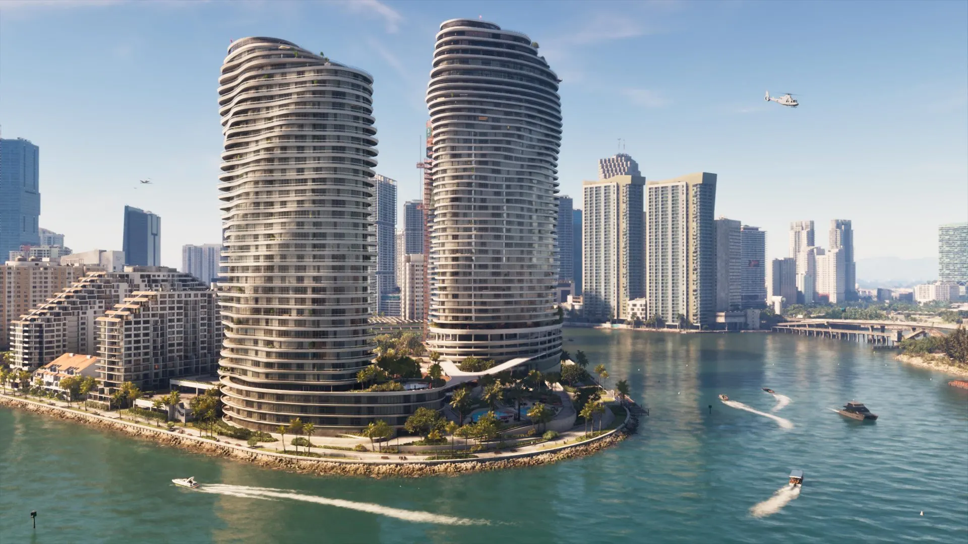 Vice City skyscrapers on the waterfront in GTA 6
